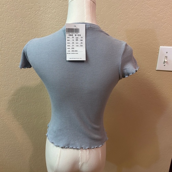 NWT Women's Light Blue Ribbed Top - Picture 4 of 4